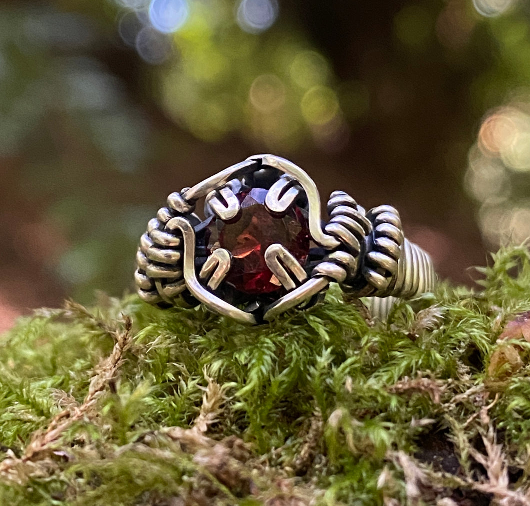 Garnet Wire Wrapped Ring