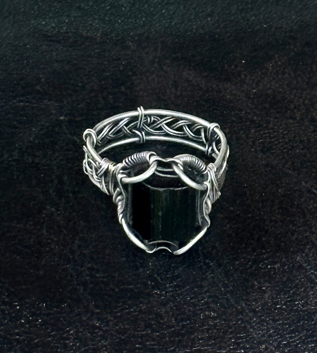 Black Tourmaline Silver Ring