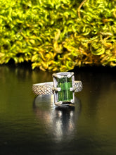 Load image into Gallery viewer, Green Tourmaline Serpentine Ring
