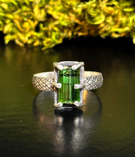 Load image into Gallery viewer, Green Tourmaline Serpentine Ring
