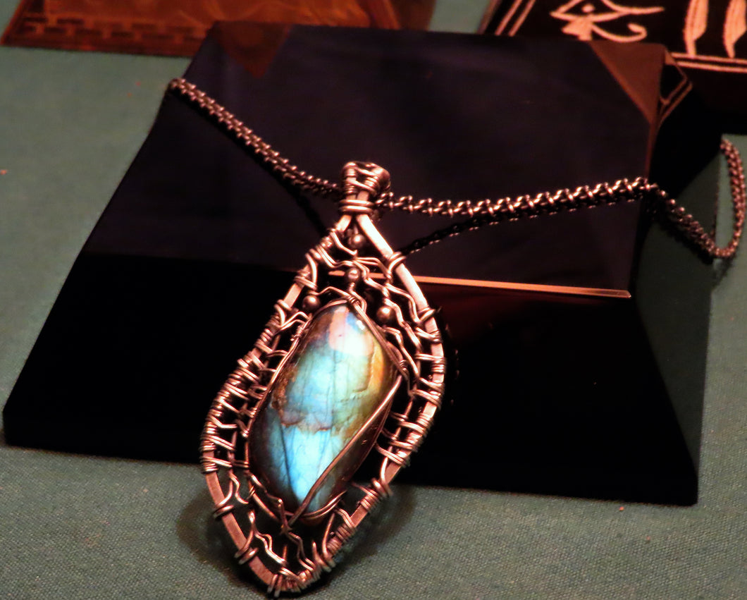 Blackened Silver Labradorite Necklace