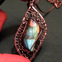 Load image into Gallery viewer, Blackened Silver Labradorite Necklace

