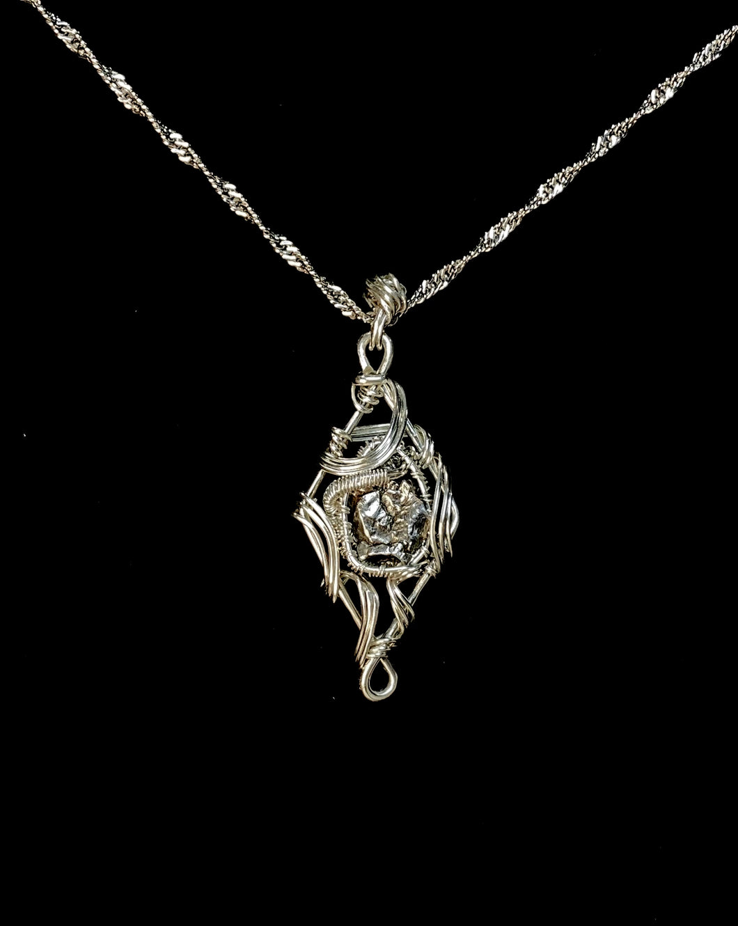 Raw Meteorite Wire-Wrapped Choker Necklace