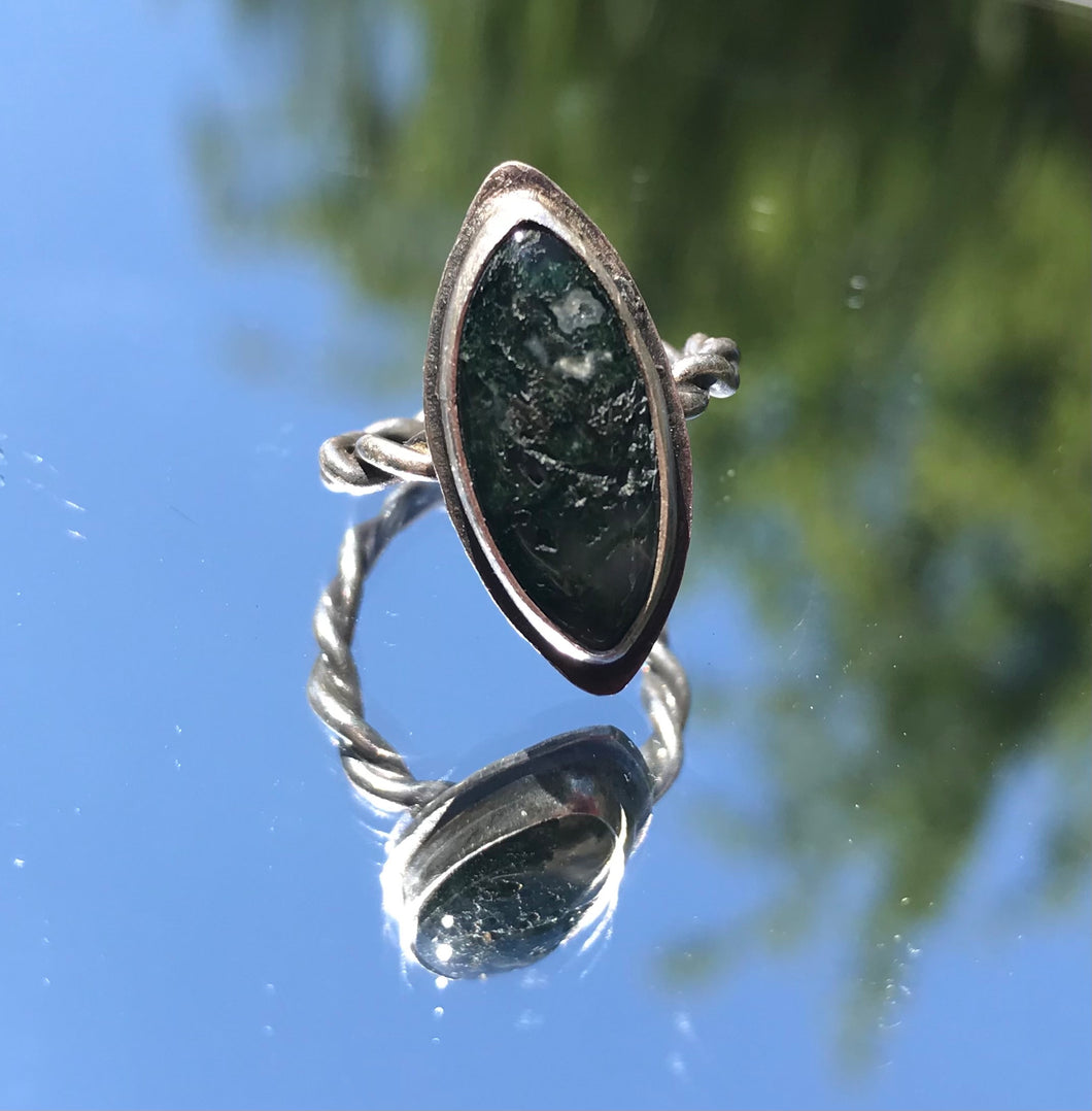 Moss Agate Twist Ring