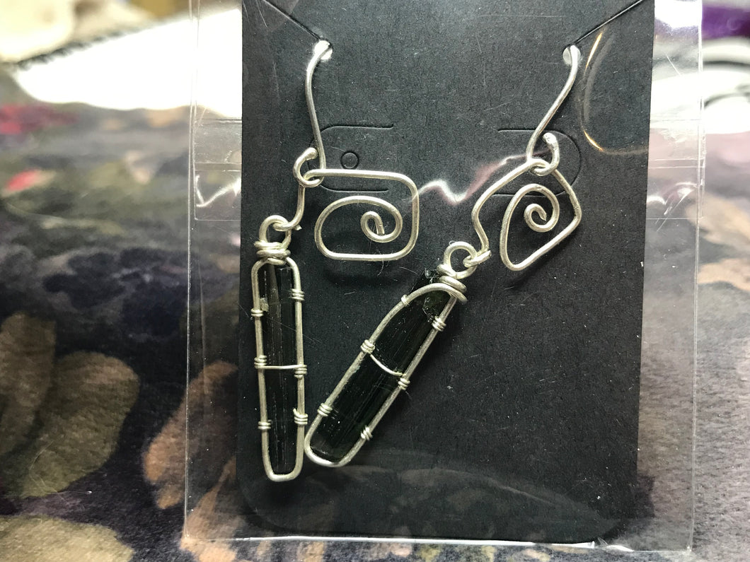 Fibonacci Green Tourmaline Earrings